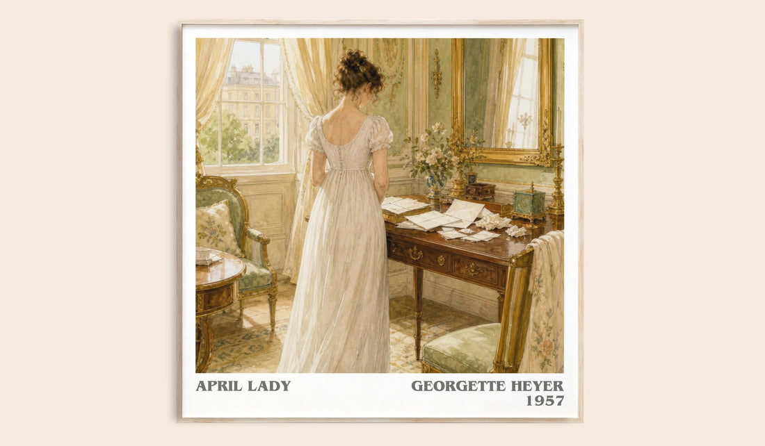 April Lady literary book poster by Georgette Heyer – framed literary art print