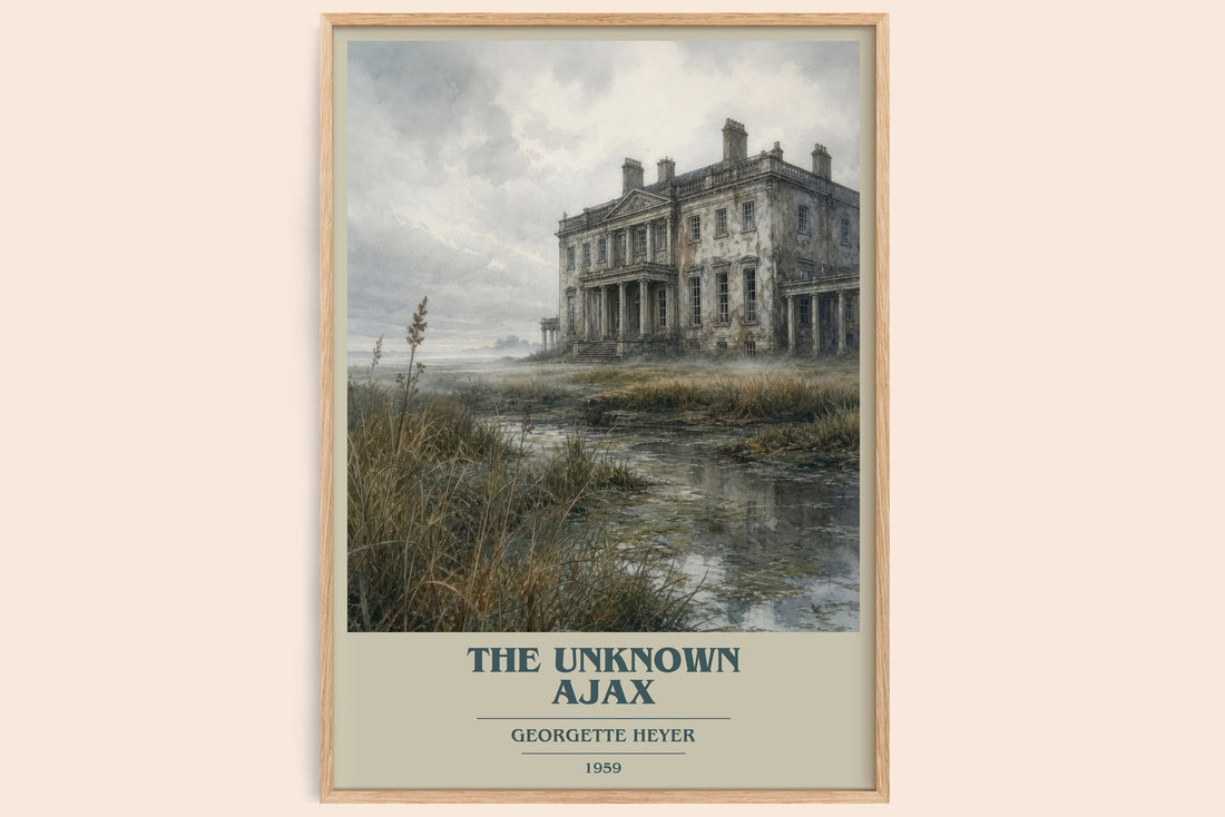 The Unknown Ajax book cover book poster by Georgette Heyer – framed literary art print
