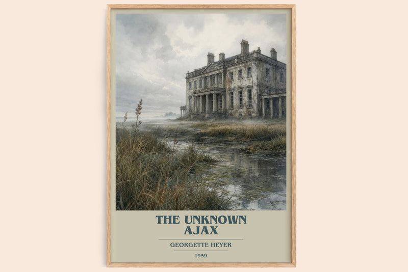 The Unknown Ajax book cover book poster by Georgette Heyer – framed literary art print