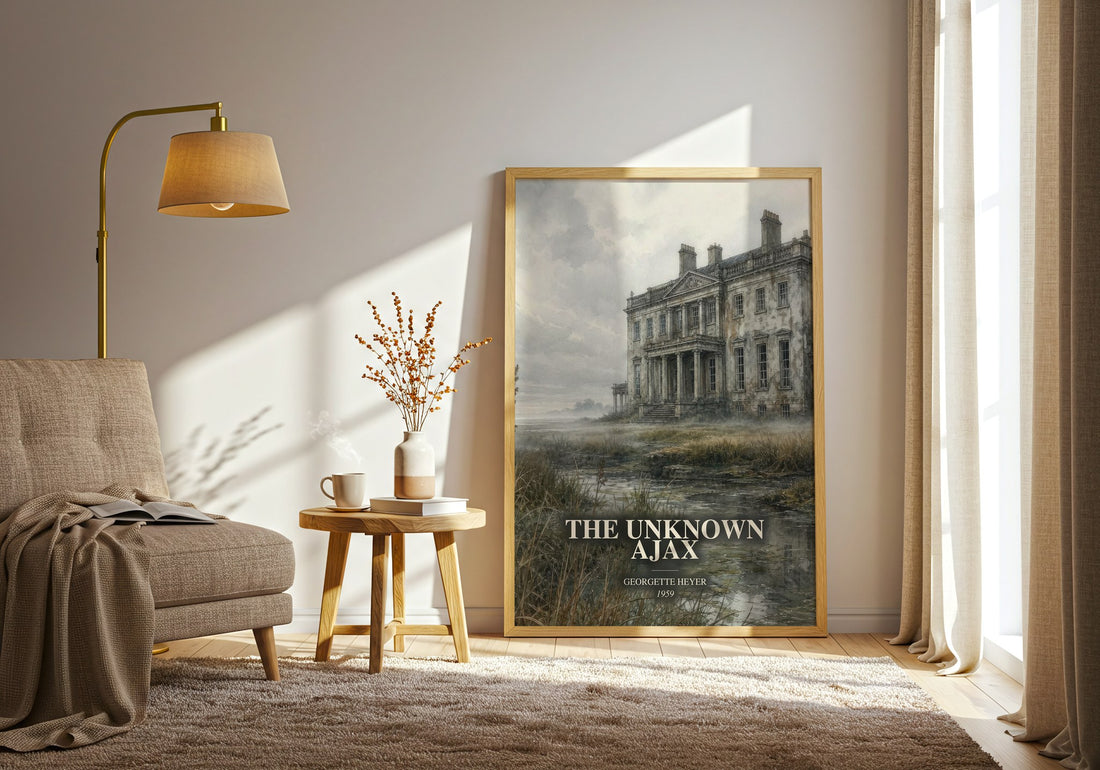 The Unknown Ajax watercolour print in frame leaning in hallway – romance wall art (mockup)