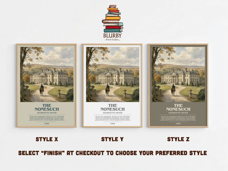 The Nonesuch bookish print in frame leaning in hallway – romance wall art
