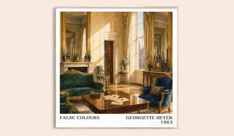 False Colours literary book poster by Georgette Heyer – framed literary art print