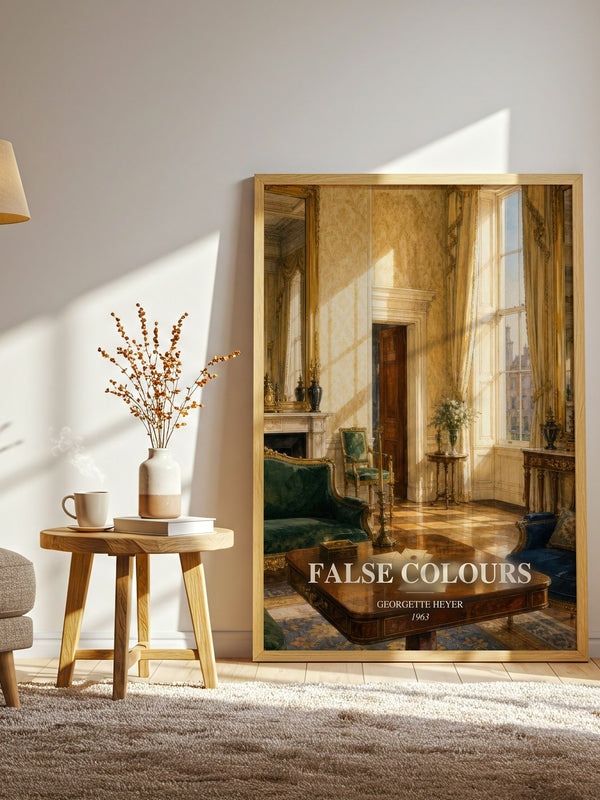 False Colours watercolour print in frame leaning in hallway – romance wall art