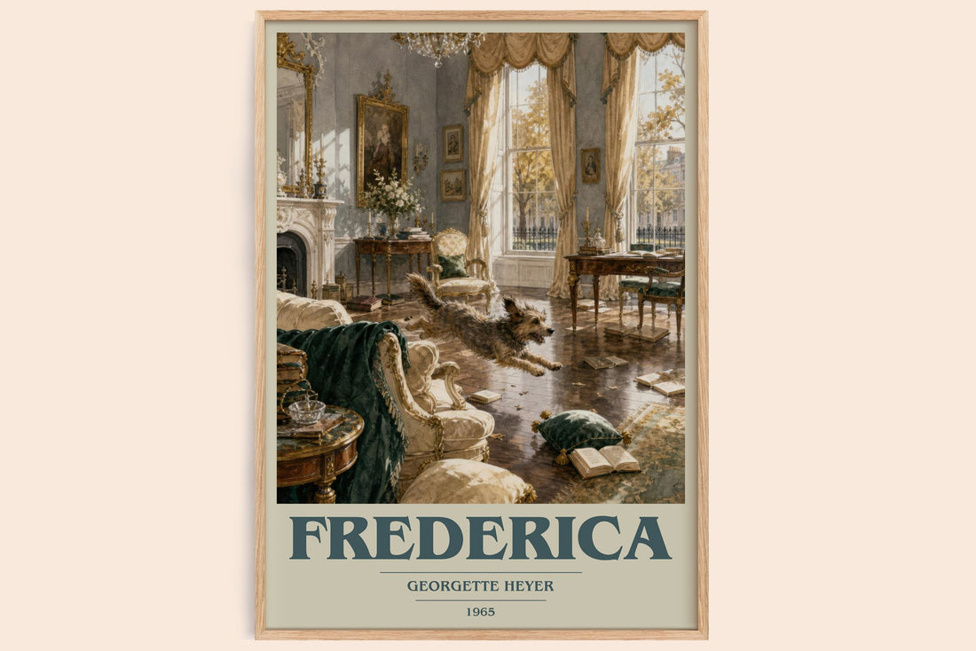 Frederica book cover book poster by Georgette Heyer – framed literary art print