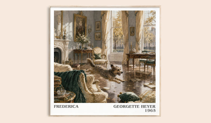 Frederica literary book poster by Georgette Heyer – framed literary art print