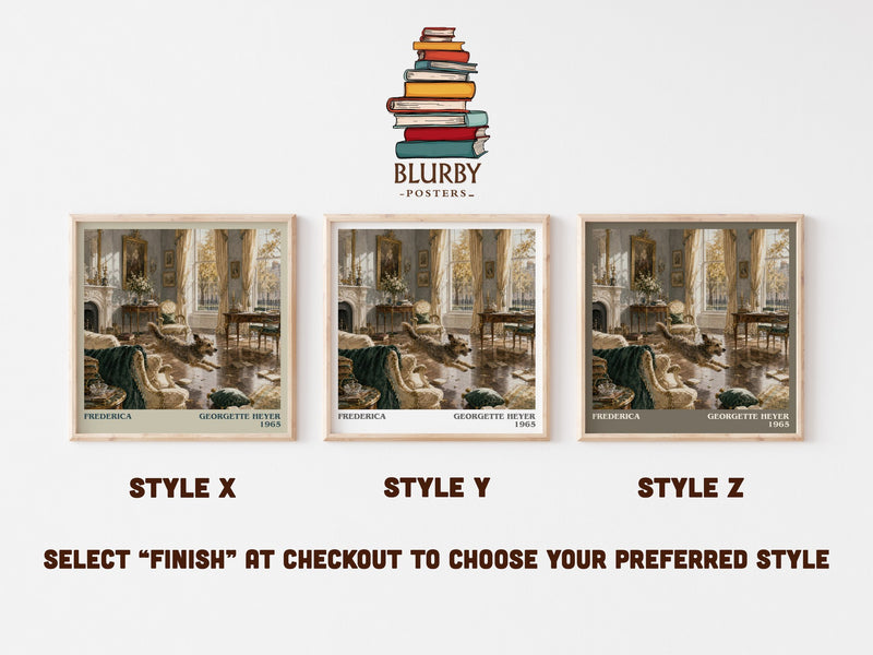 Frederica literary print in frame leaning in hallway – romance wall art