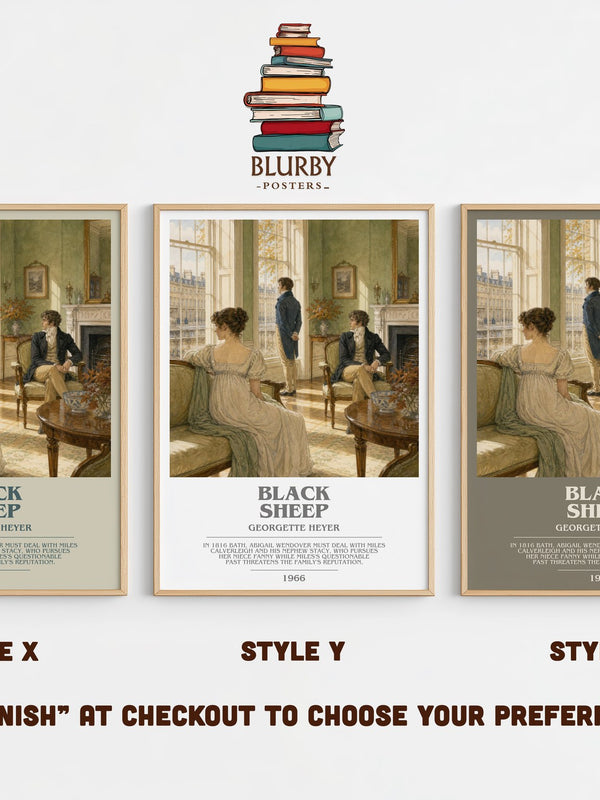 Black Sheep bookish print in frame leaning in hallway – romance wall art