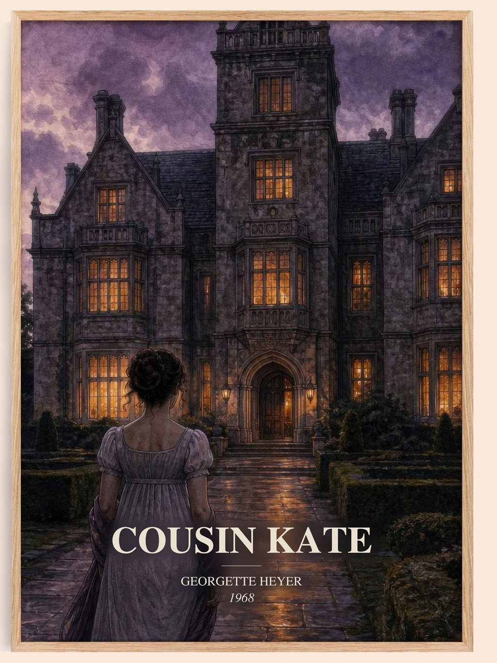 Cousin Kate watercolour book poster by Georgette Heyer – framed literary art print