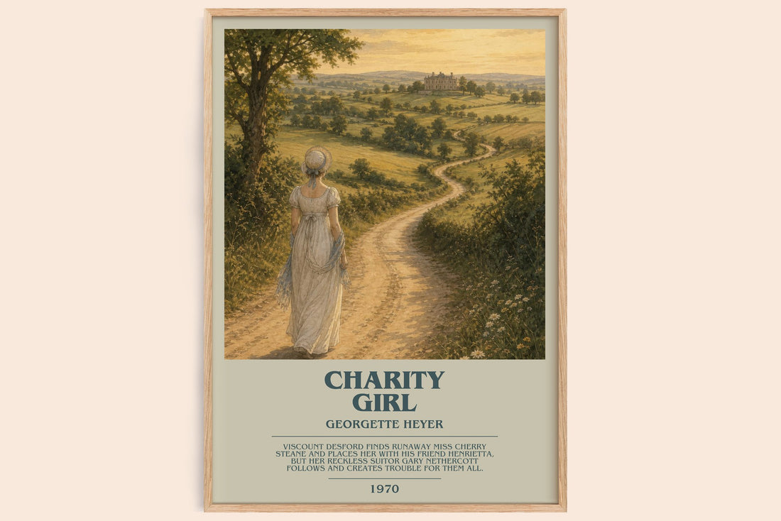 Charity Girl bookish book poster by Georgette Heyer – framed literary art print