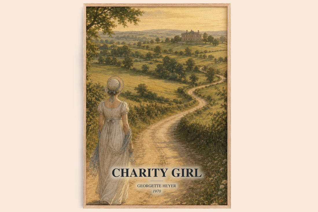 Charity Girl watercolour book poster by Georgette Heyer – framed literary art print