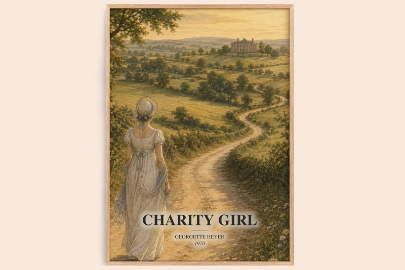 Charity Girl watercolour book poster by Georgette Heyer – framed literary art print