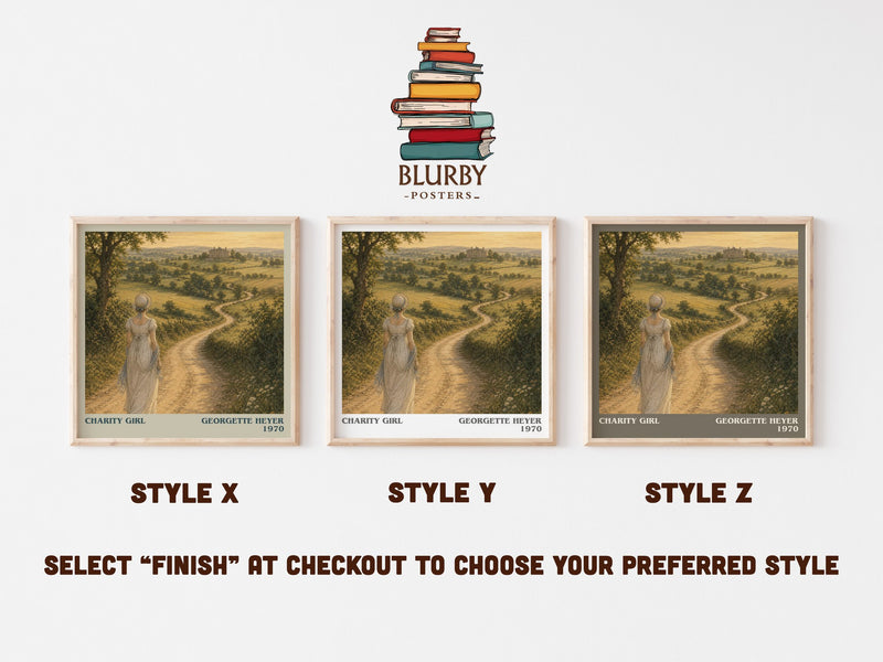 Charity Girl literary print in frame leaning in hallway – romance wall art