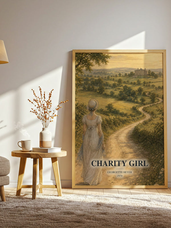 Charity Girl watercolour print in frame leaning in hallway – romance wall art