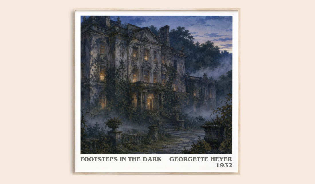 Footsteps in the Dark literary book poster by Georgette Heyer – framed literary art print