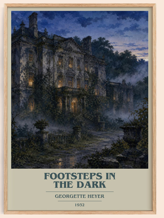 Footsteps in the Dark Book Cover Poster by Georgette Heyer