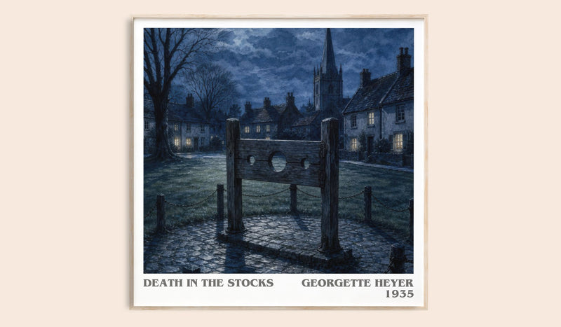Death in the Stocks literary book poster by Georgette Heyer – framed literary art print
