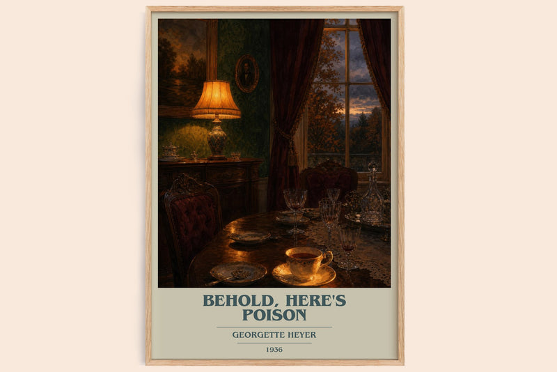 Behold, Here's Poison book cover book poster by Georgette Heyer – framed literary art print