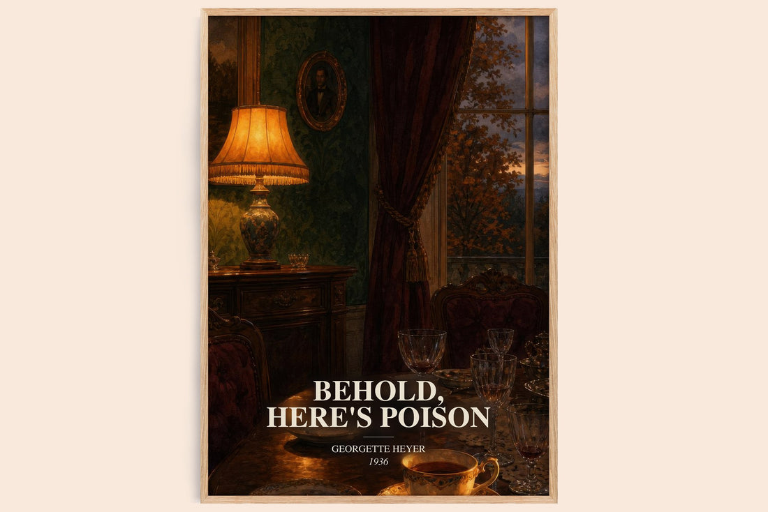 Behold, Here's Poison watercolour book poster by Georgette Heyer – framed literary art print