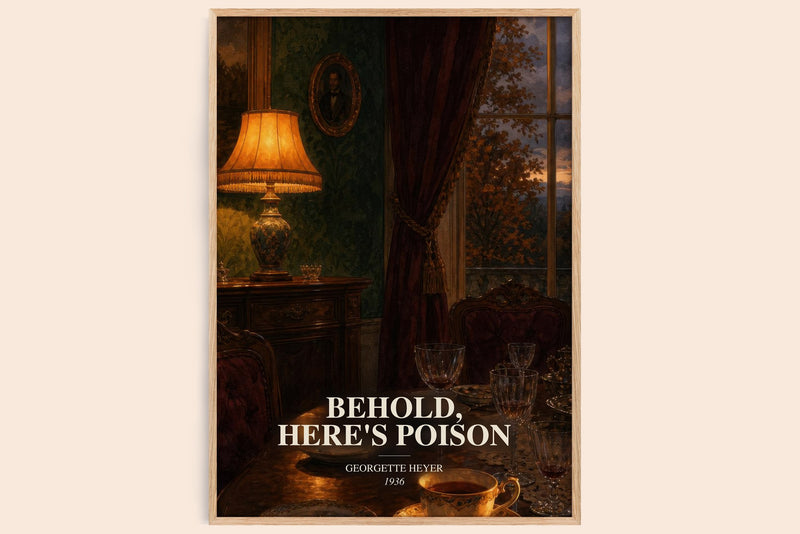 Behold, Here's Poison watercolour book poster by Georgette Heyer – framed literary art print