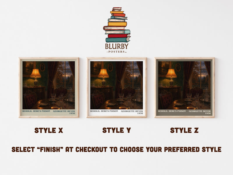 Behold, Here's Poison literary print in frame leaning in hallway – mystery wall art