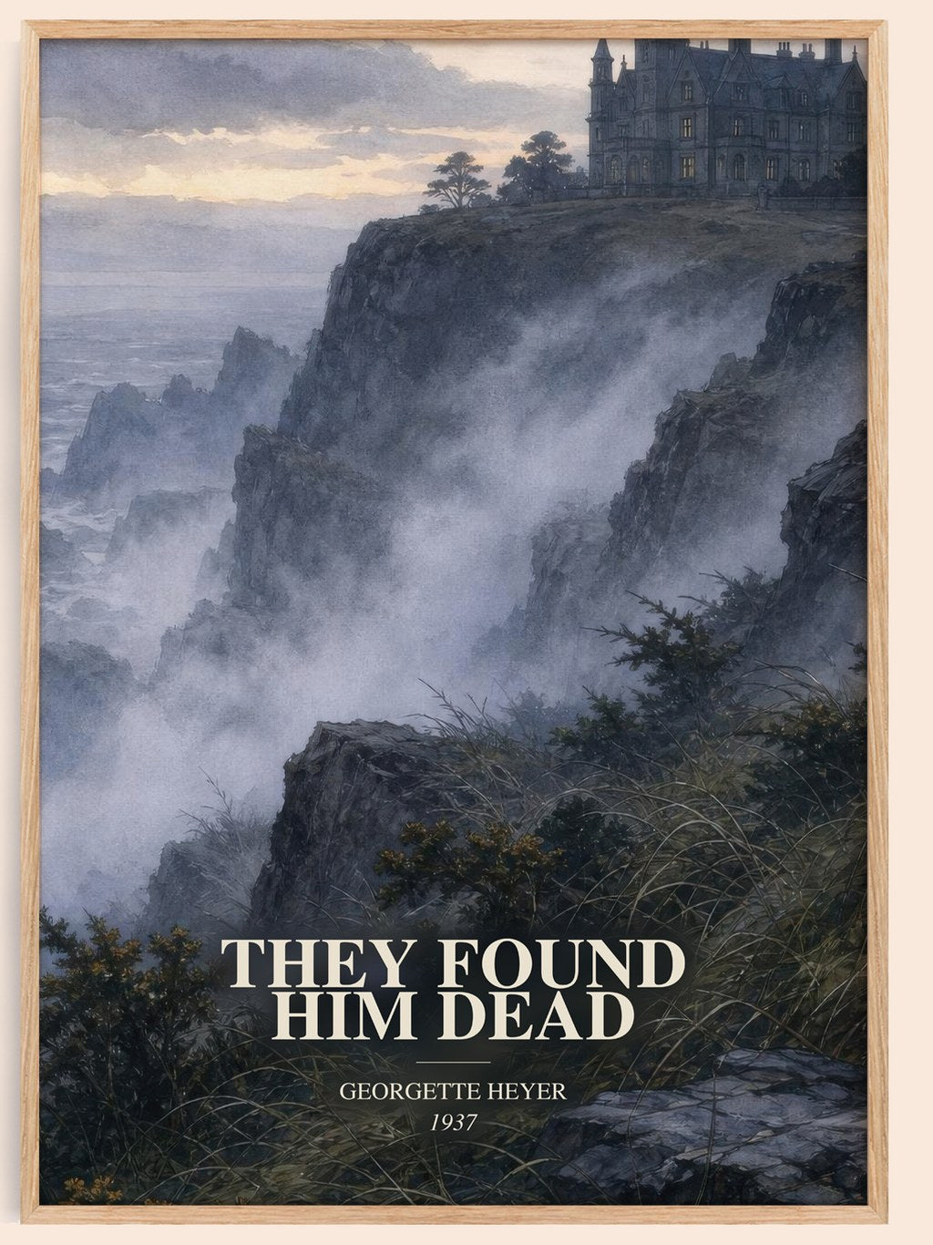They Found Him Dead watercolour book poster by Georgette Heyer – framed literary art print