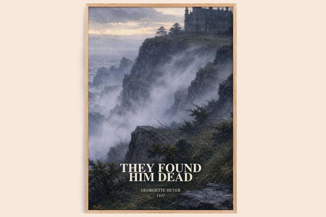 They Found Him Dead watercolour book poster by Georgette Heyer – framed literary art print