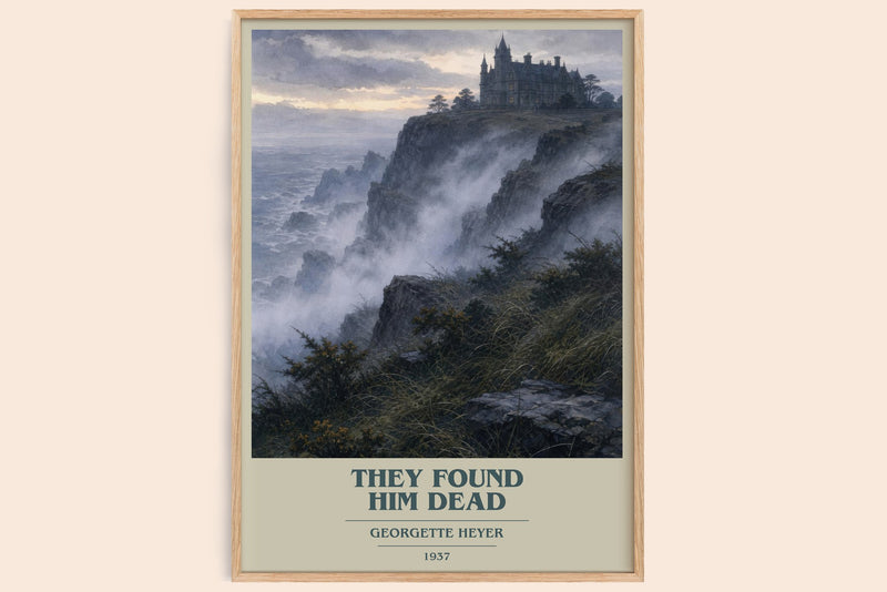 They Found Him Dead book cover book poster by Georgette Heyer – framed literary art print