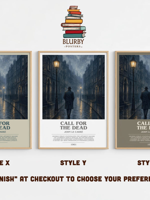 Call for the Dead bookish print in frame leaning in hallway – thriller wall art