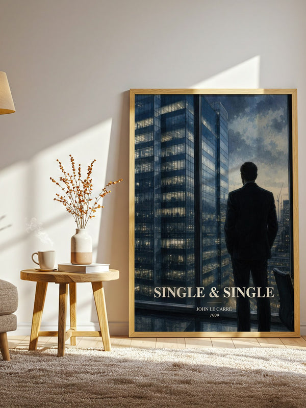 Single & Single watercolour print in frame leaning in hallway – legal thriller wall art