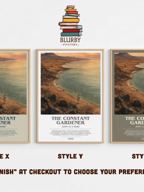 The Constant Gardener bookish print in frame leaning in hallway – thriller wall art