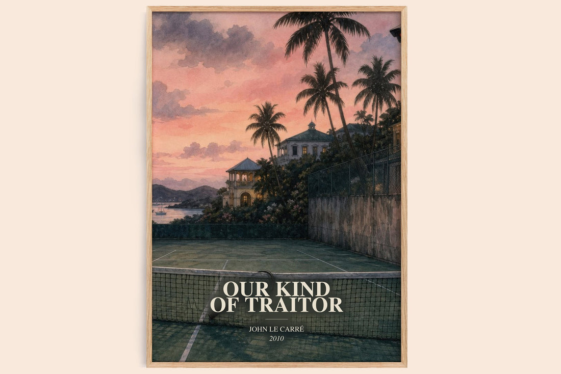 Our Kind of Traitor watercolour book poster by John le Carré – framed literary art print