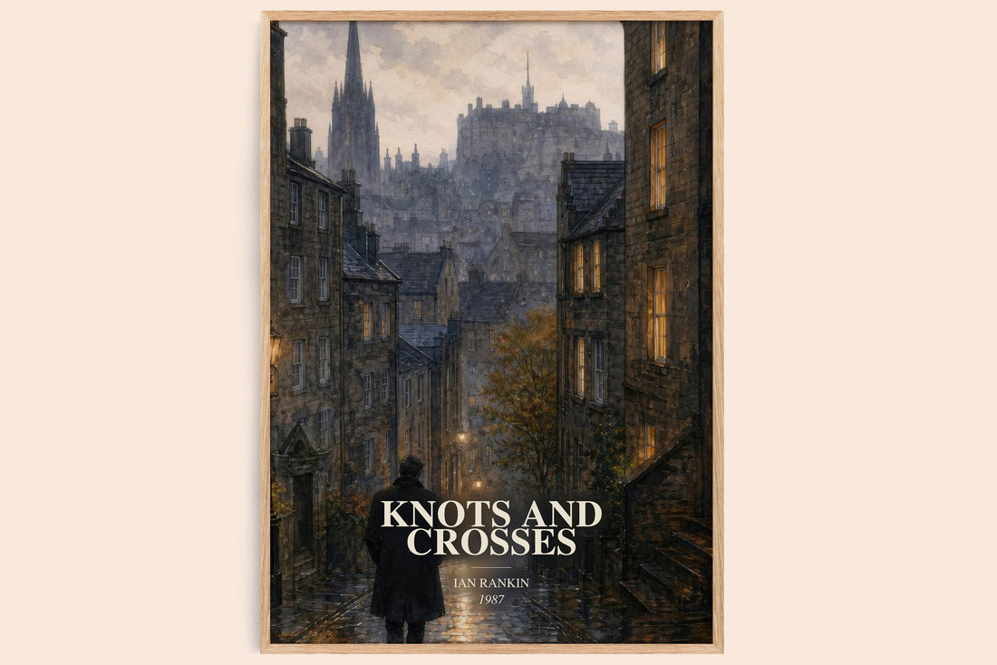 Knots and Crosses watercolour book poster by Ian Rankin – framed literary art print