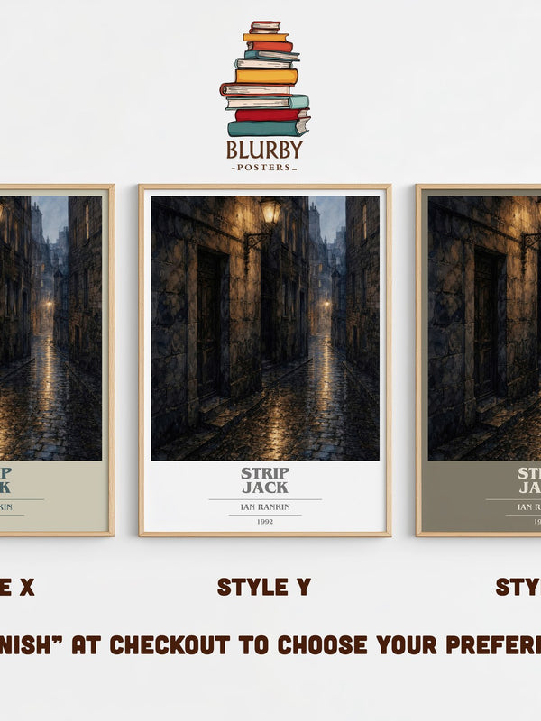 Strip Jack book cover print in frame leaning in hallway – crime wall art