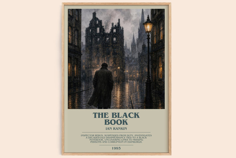 The Black Book bookish book poster by Ian Rankin – framed literary art print