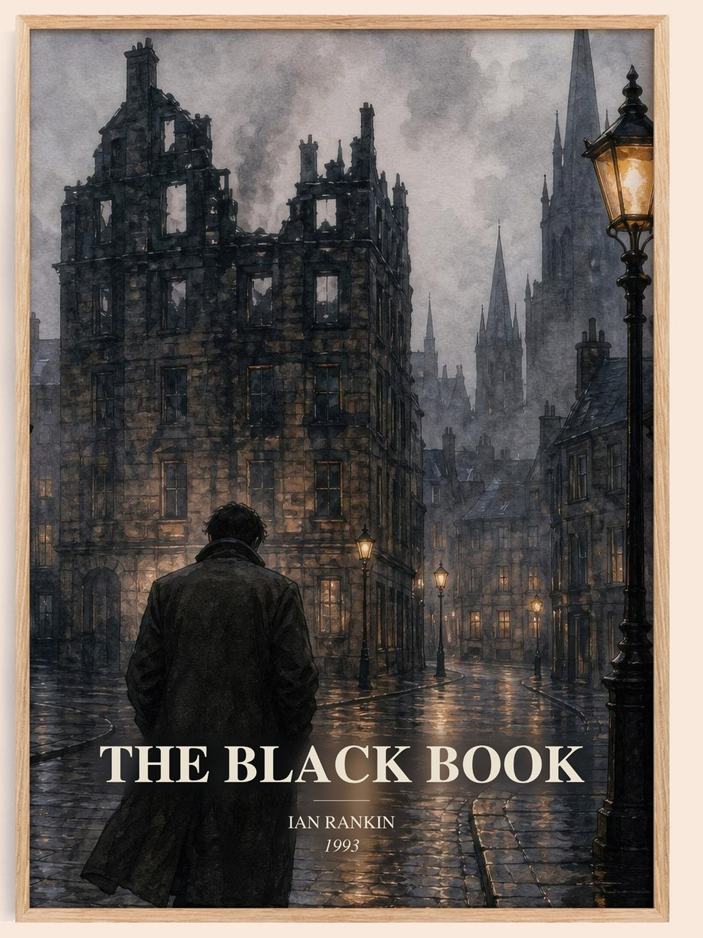 The Black Book watercolour book poster by Ian Rankin – framed literary art print