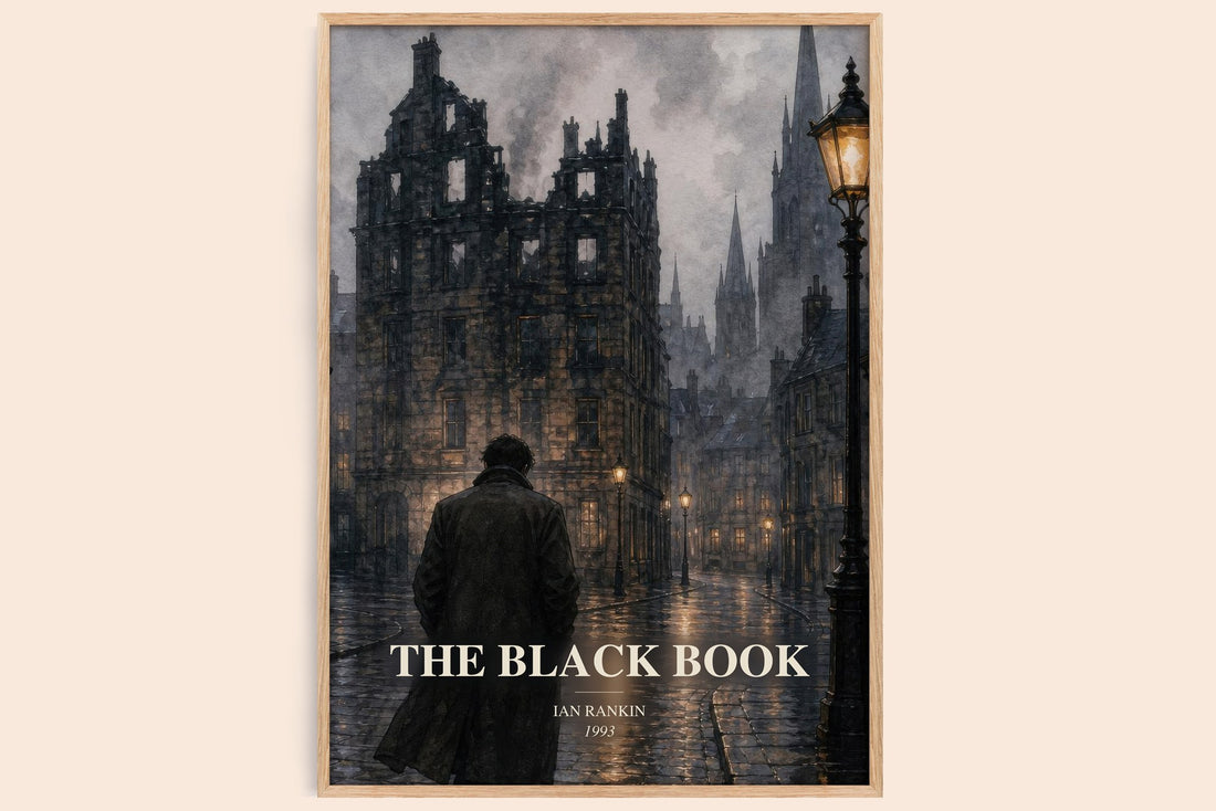 The Black Book watercolour book poster by Ian Rankin – framed literary art print