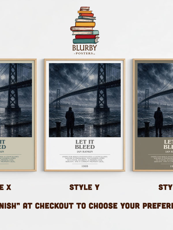 Let It Bleed bookish print in frame leaning in hallway – crime wall art