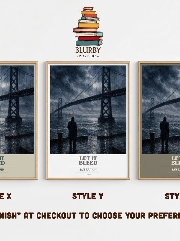 Let It Bleed book cover print in frame leaning in hallway – crime wall art