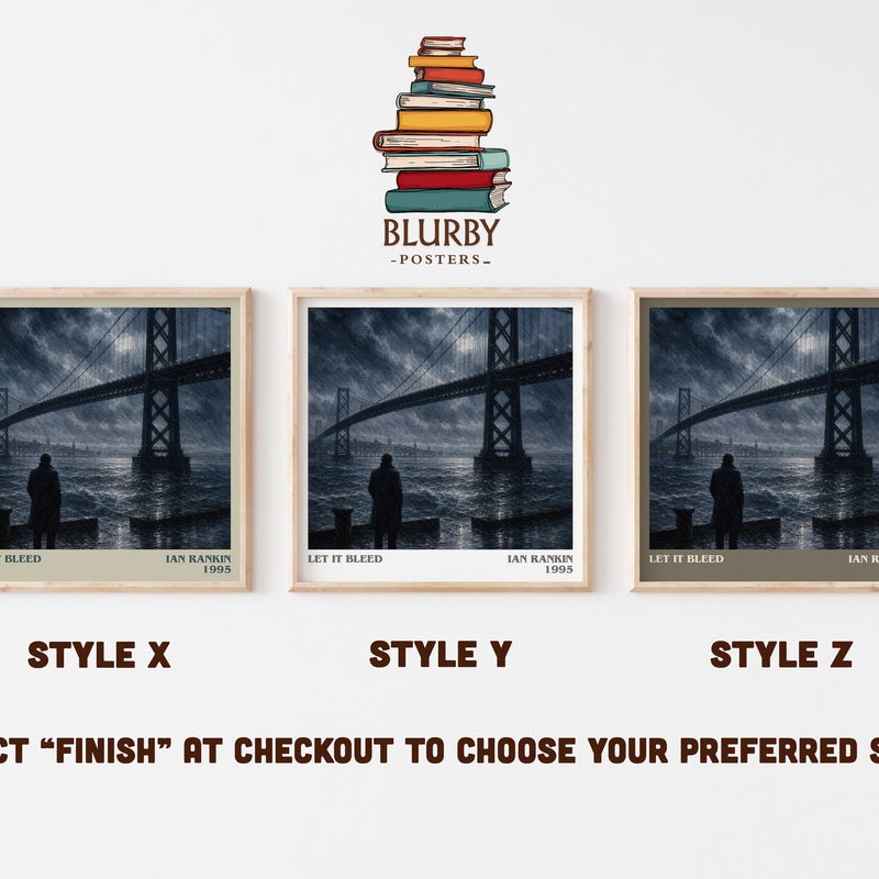 Let It Bleed literary print in frame leaning in hallway – crime wall art