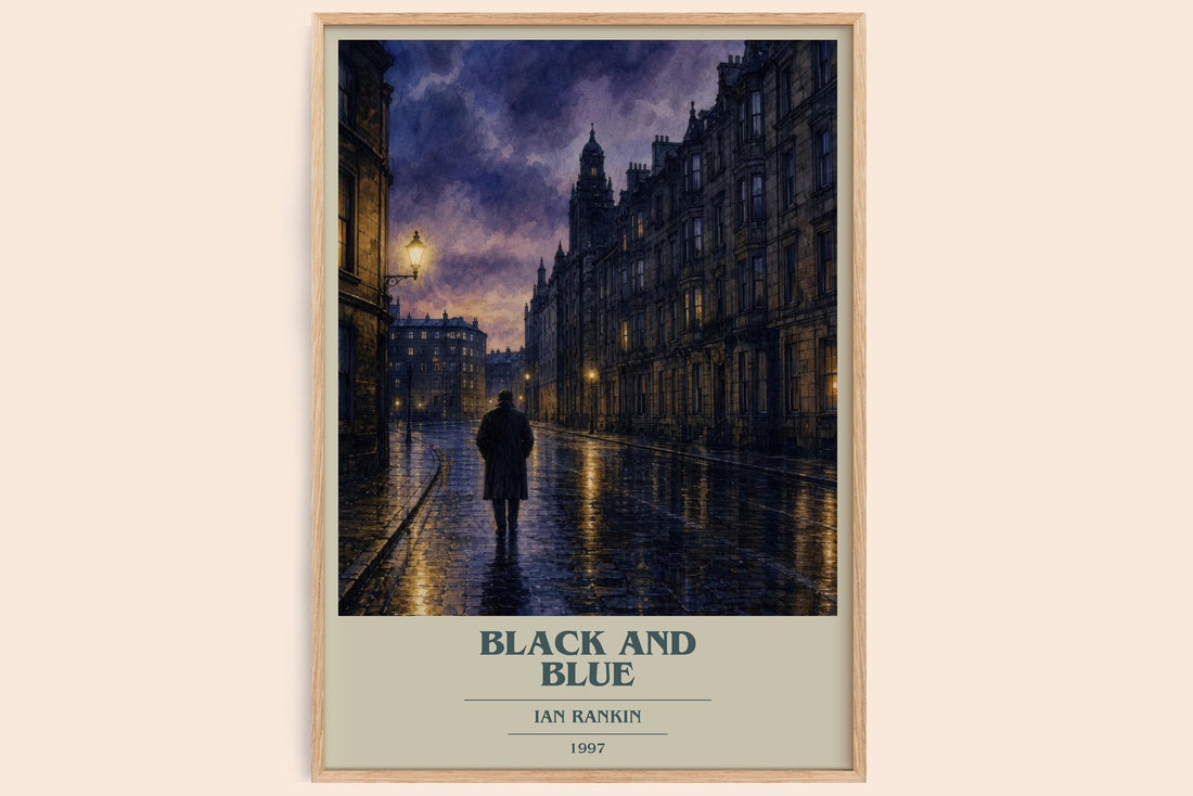 Black and Blue book cover book poster by Ian Rankin – framed literary art print