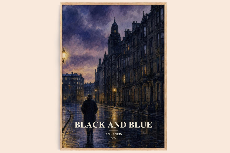 Black and Blue watercolour book poster by Ian Rankin – framed literary art print