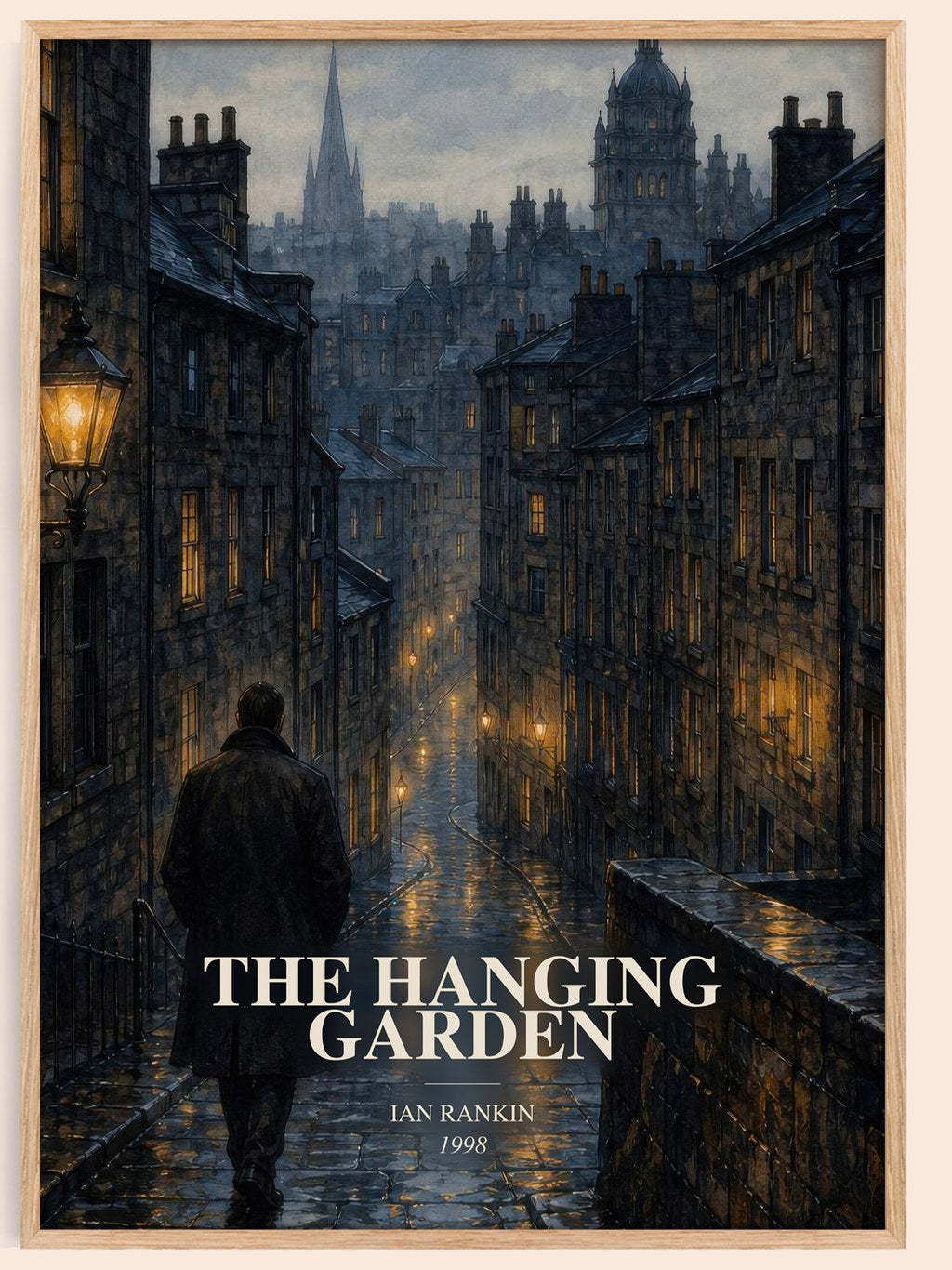 The Hanging Garden watercolour book poster by Ian Rankin – framed literary art print