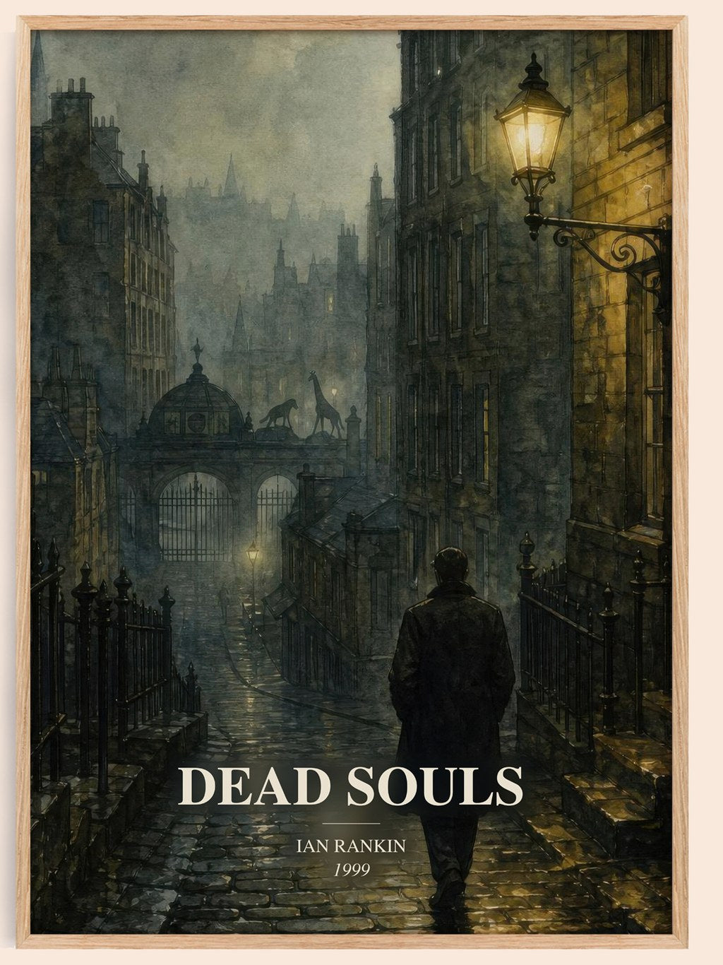 Dead Souls watercolour book poster by Ian Rankin – framed literary art print