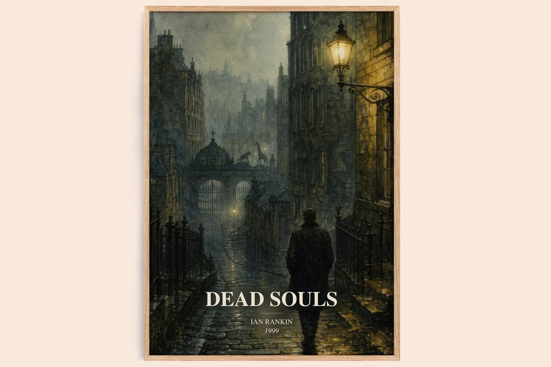 Dead Souls watercolour book poster by Ian Rankin – framed literary art print