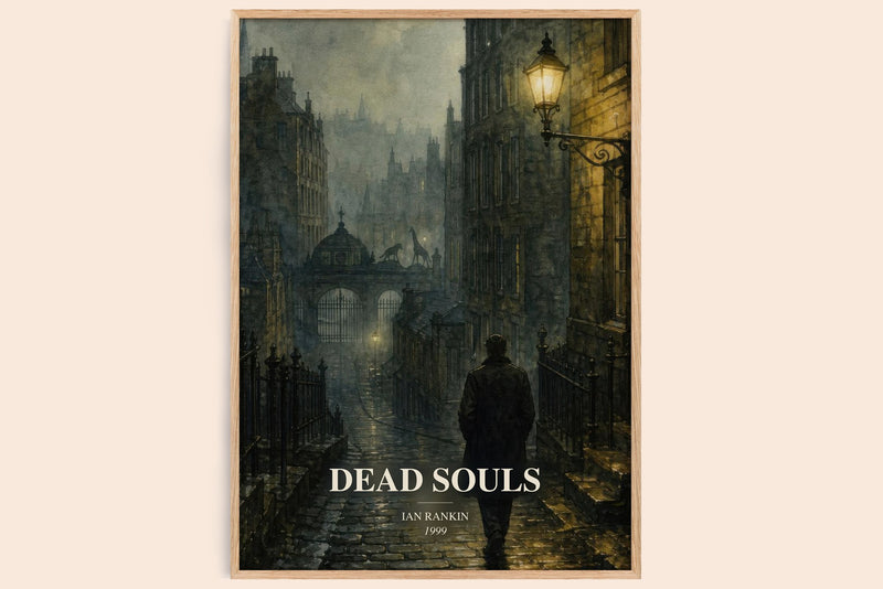 Dead Souls watercolour book poster by Ian Rankin – framed literary art print