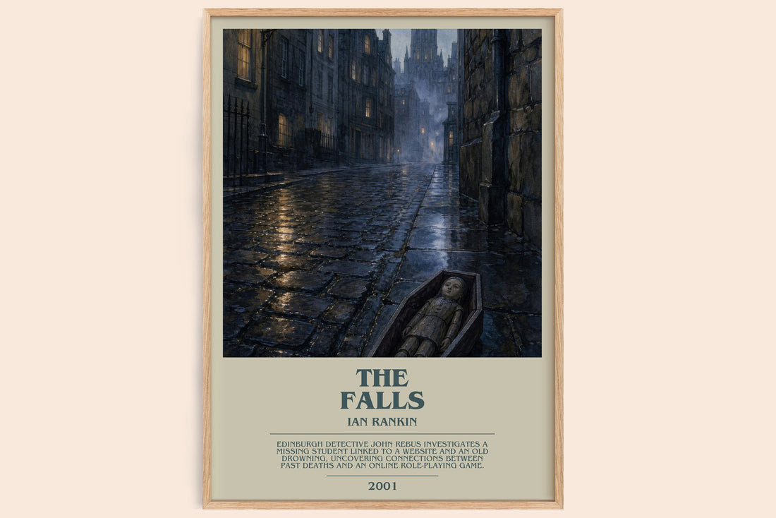 The Falls bookish book poster by Ian Rankin – framed literary art print