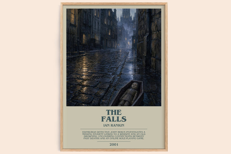 The Falls bookish book poster by Ian Rankin – framed literary art print