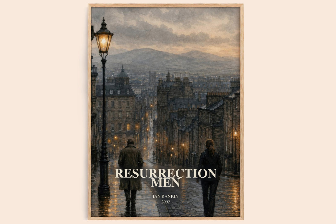 Resurrection Men watercolour book poster by Ian Rankin – framed literary art print