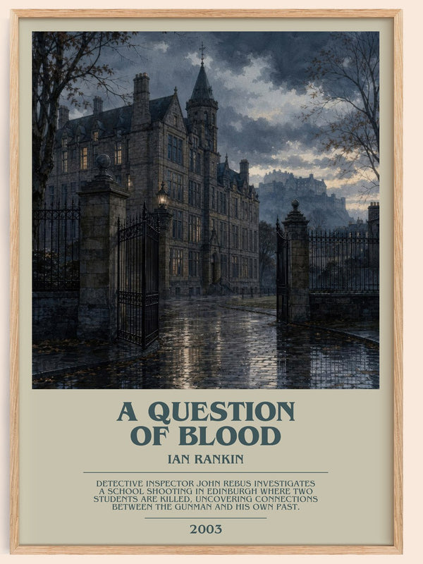 A Question of Blood bookish book poster by Ian Rankin – framed literary art print