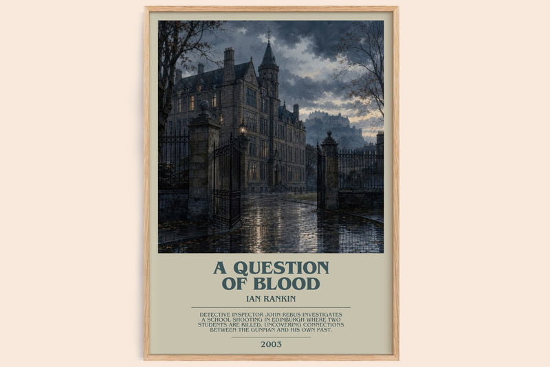 A Question of Blood bookish book poster by Ian Rankin – framed literary art print